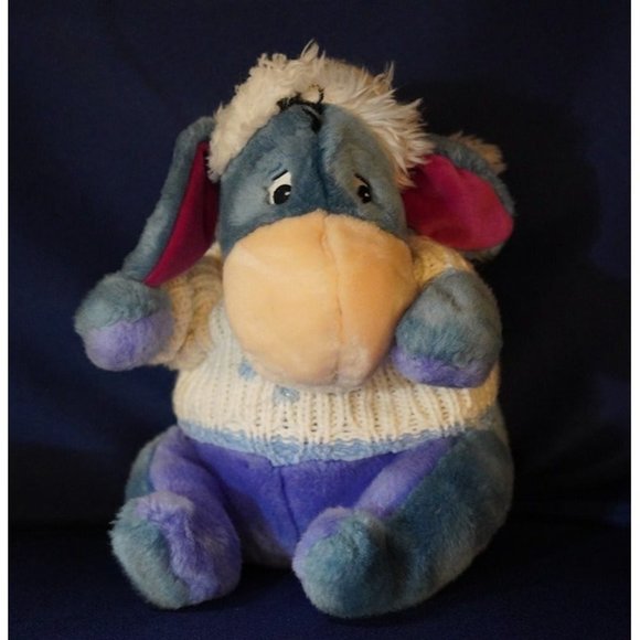 1999 Disney Store Exclusive Winter‎ Eeyore Plush Stuffed Animal 10" - Picture 1 of 9
